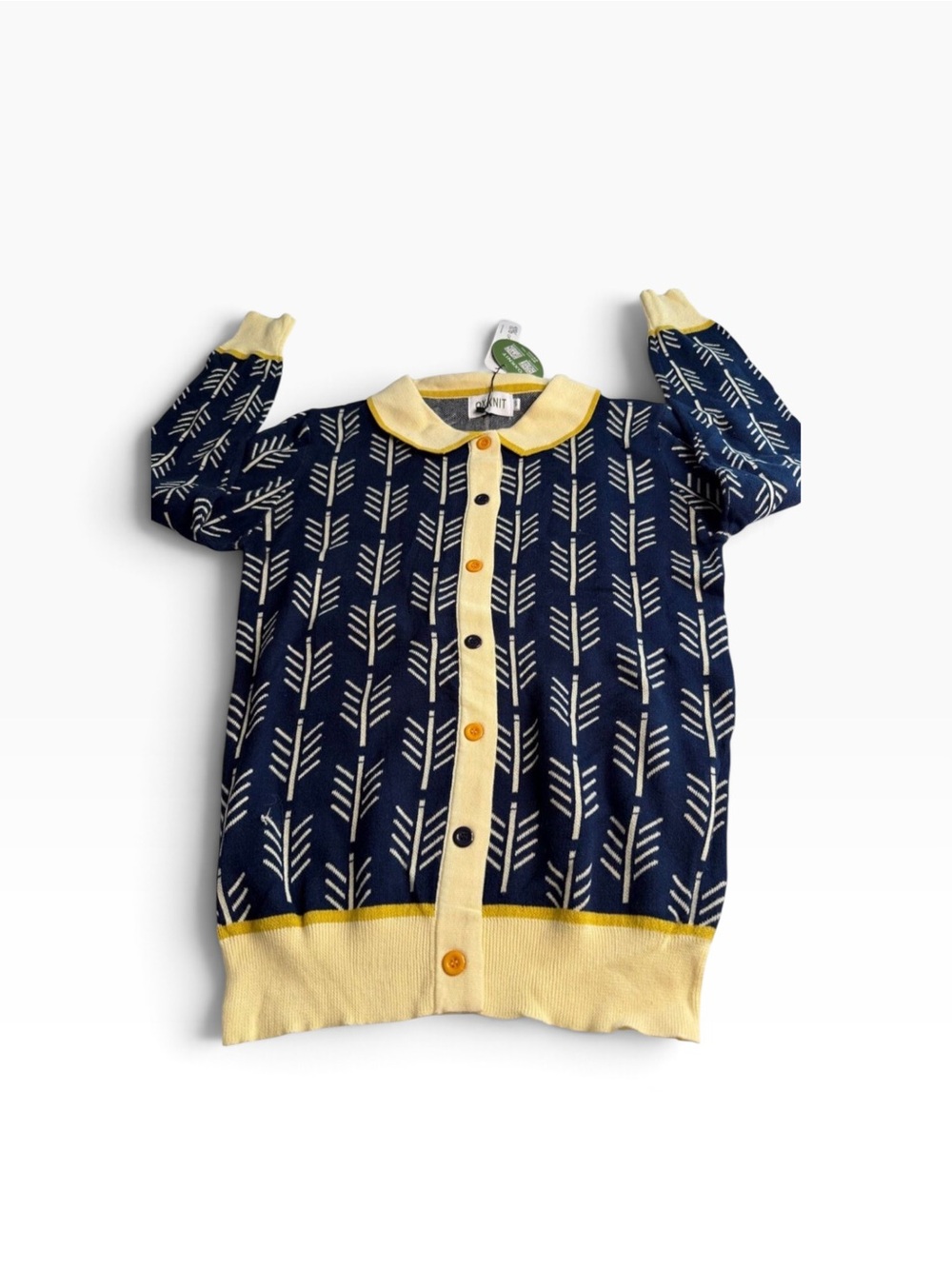 NWT OXKNIT Women's Blue Retro 70s Jacquard Collared Cardigan
Sweater Size Small - Picture 6 of 8